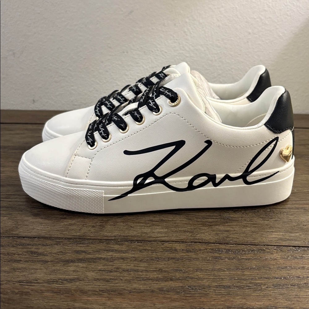 NEW [Karl Lagerfeld] Candace Signature Logo Sneakers Black/White Women’s 6 & 6.5 - Picture 6 of 12